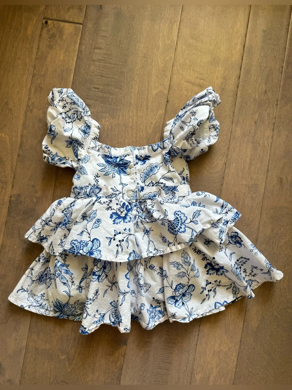 Janie and Jack Floral Tiered Bubble Sleeve Dress
